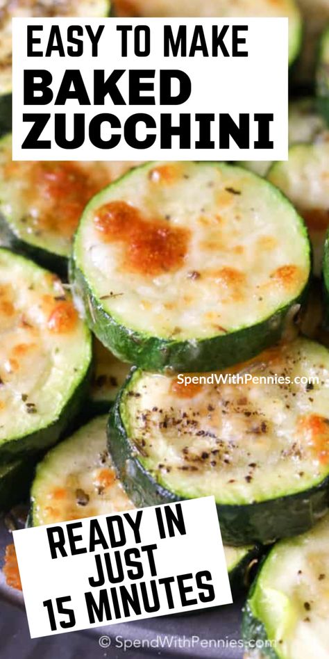 Baked zucchini is the perfect side dish for just about any meal! Garden fresh zucchini is tossed with olive oil and herbs and topped with a pinch of parmesan cheese.  These baked zucchini rounds come out perfectly tender crisp with a golden parmesan cheese topping.  We serve baked zucchini with steaks, burgers, chicken… or even to snack on on their own! Zucchini Rounds, Zucchini Recipes Baked, Zucchini Parmesan, Zucchini Banana Bread, Baked Zucchini, Bake Zucchini, Zucchini Slice, Veggie Side Dishes, Steak Dinner