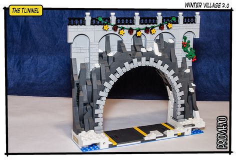 Winter Village - The Tunnel 01 | Un altro obiettivo che mi e… | Flickr Lego Christmas Sets, Lego Bridge, Lego Gingerbread House, Miniature Town, Tunnel Entrance, Lego Christmas Village, Lego Play, Lego Minifigure Display, Lego Winter Village