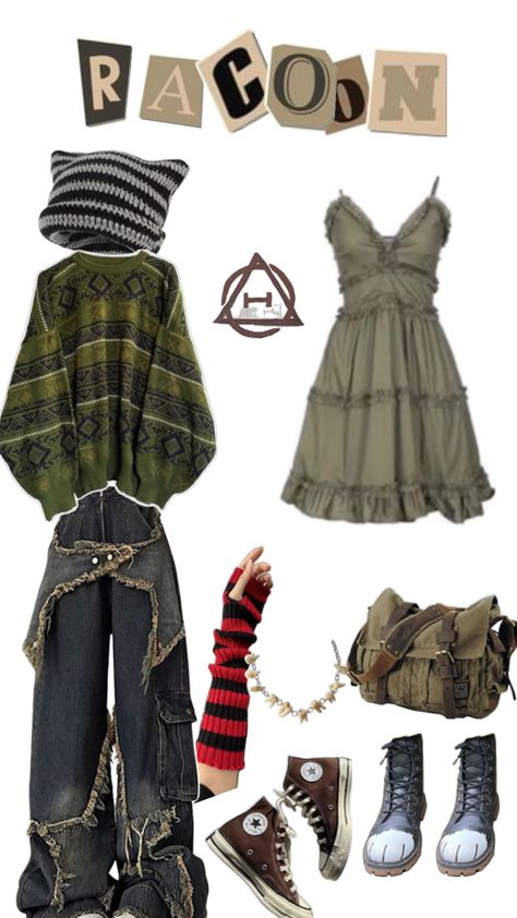 Thrift Outfits Ideas, Goblincore Outfits, Earthy Outfits, Tomboy Outfits, Vibe Clothes, Racoon, Alternative Outfits, Really Cute Outfits, Wearing Clothes