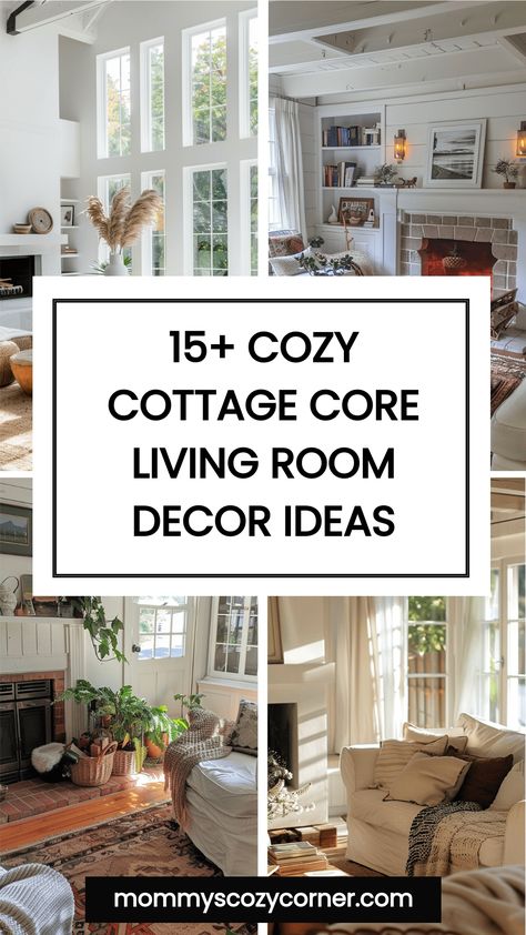 cozy cottage core living room Cozy Cottage Style Living Room, Living Room Inspiration Cottage Core, Cottage Core Decor Living Room, Cottage Style Living Room Ideas, Cottage Interiors Living Rooms, Moody Farmhouse Living Room, Black And Neutral Living Room, Decorative Mantle, Small Cottage Living Room