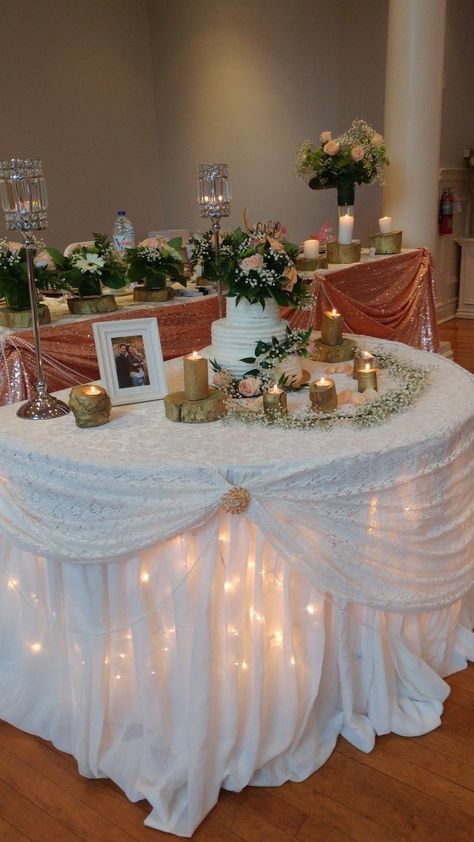 How To Decorate A Wedding Cake Table, Anniversary Cake Table Ideas, Bridal Shower Cake Table Ideas, Cake Centerpieces Table, Round Cake Table Decorating Ideas, Anniversary Cake Table Decorations, Wedding Cake Table Ideas Display, Wedding Cake Table Backdrop Ideas, Cake Table Set Up