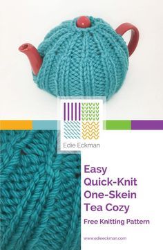 Easy Quick-Knit One-Skein Tea Cozy Free Knitting Pattern by Edie Eckman Tea Cozy Pattern Free, Knit Tea Cozy Pattern Free, Knit Tea Cozy Pattern, Tea Cozy Crochet Pattern, Knitted Dishcloth Patterns, Tea Pot Cozy, Knitted Tea Cosy, Knit Tea Cozy, Tea Cosy Pattern