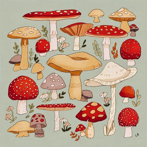 Cottage Core Painting, Cottagecore Drawing, Cottagecore Painting, Mushroom Core, Cottage Core Art, Fairy Tea Parties, Cottagecore Art, Mushroom Drawing, Autumn Illustration