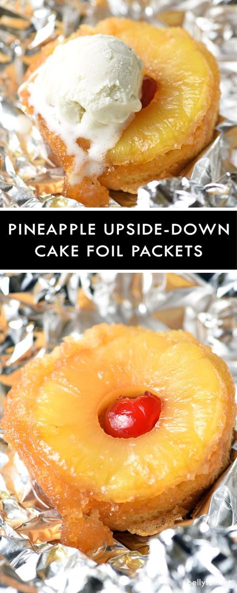 Pineapple Upside Down Cakes, Upside Down Cakes, Foil Packet Dinners, Foil Pack Meals, Foil Dinners, Camping Desserts, Foil Packet Meals, Foil Packets, Campfire Food