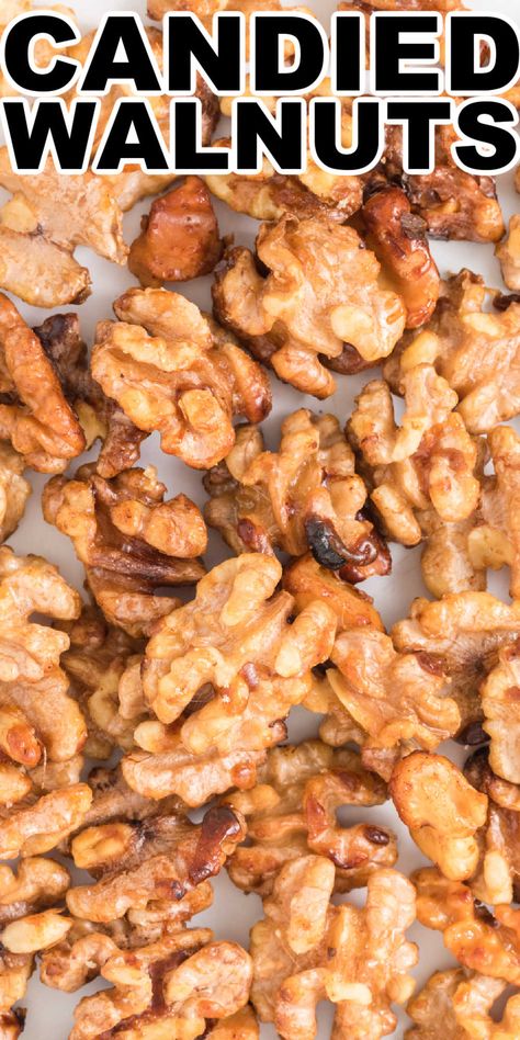 These sweet candied walnuts make the perfect snack! You can also use them as a topping for salads, yogurt, and more! This simple candied walnuts recipe is also perfect for gifting when you are wanting a tasty gift idea. Walnuts Candied, Candied Walnuts For Salad, Candied Walnut Recipe, Walnut Recipes, Lunch Box Snacks, After School Snacks, Gluten Free Vegetarian, Yogurt, Walnut