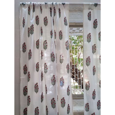 Indian hand block printed curtains/ Bohemian Curtains/ Floral print/ Cotton Sheer curtains/ printed curtains / white curtains/ Window panels Block Print Curtains, Sheer Curtains Bedroom, Tie Dye Curtains, Indigo Curtains, Dye Curtains, Curtains Bohemian, Indian Curtains, Curtains Floral, Print Curtains