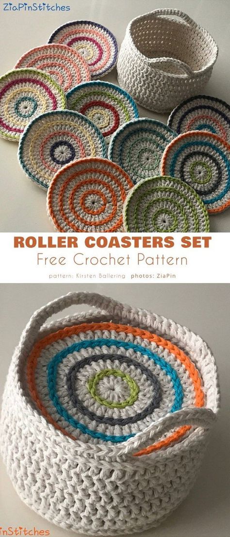 Crocheted Coaster Holder, Diy Coasters Crochet, Acrylic Yarn Coasters, Crochet Coaster With Basket, Free Pattern For Crochet Coasters, Cotton Yarn Coasters, Crochet Pie Coasters Free Pattern, Crochet Patterns For Coasters, Crochet Coasters Free Pattern Easy Round