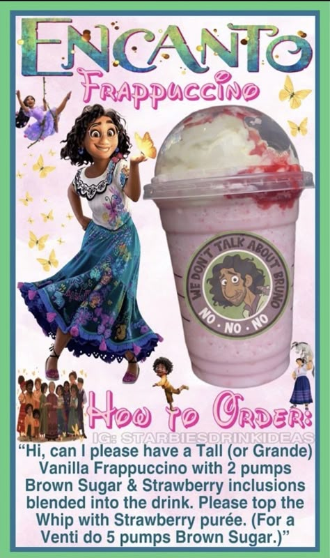 Starbucks Character Drinks, Disney Starbucks Drinks, Starbucks Halloween Drinks, Ninja Smoothie Recipes, Starbies Drinks, Starbucks Ideas, Starbucks Flavors, Starbucks Drink Menu, Disney Dishes