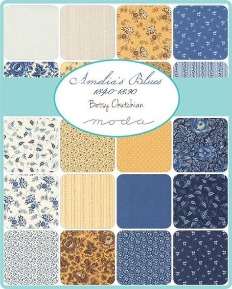 PREORDER - Nov/22 - Amelia's Blues Charm Pack Betsy Chutchian, French General Fabric, French General, How To Quilt, Quilting Notions, Blue Charm, Blue Chocolate, Applique Kit, Pink Quilts