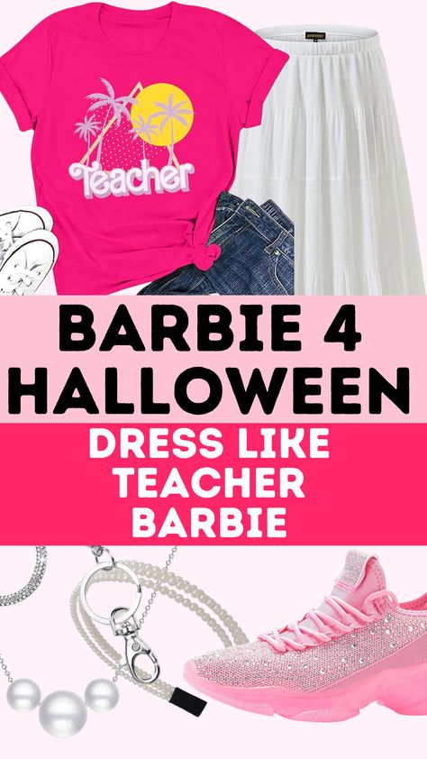 Barbies Costumes, Barbie Halloween Costume For Women, Different Barbies Costumes, Barbie Movie Costume, Homeade Halloween Costumes, Barbie Costume Ideas, Barbie Barbie Movie, Librarian Costume, Halloween Costume 2023