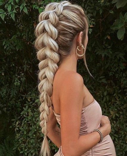 Blond Curly Hair Ponytail, Grad Hair Medium Length, Lagatha Vikings Hair, French Dragon Braids, Prom Hairstyles For Long Hair Ponytail, High Ponytail Braid Hairstyles, Mermaid Hairdo, High Braid, Braids Long Hair