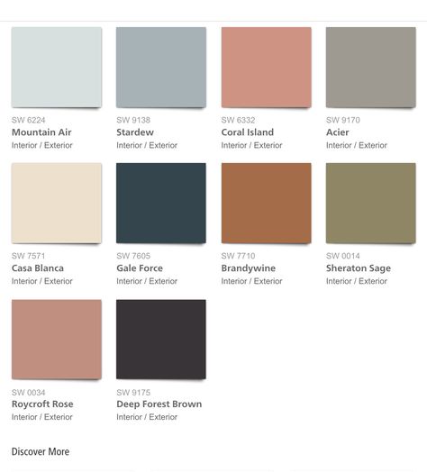 The Holistic Color Palette from the Sherwin Williams 2017 Color Forecast. Exterior Paint Sherwin Williams, Interior Paint Colors For Living Room, Sherwin Williams Color Palette, Interior Paint Colors Schemes, Best Interior Paint, Trending Paint Colors, Color Forecasting, Sherwin Williams Colors, Paint Color Palettes