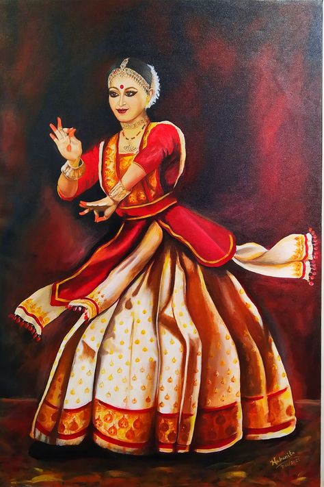 Tezpur Assam Sattriya Dance Painting, Assam Culture Drawing, Assamese Culture Drawing, Folk Dance Drawing, Satriya Dance, Assam Painting, Assam Culture Art, Assam Culture, Assamese Aesthetic