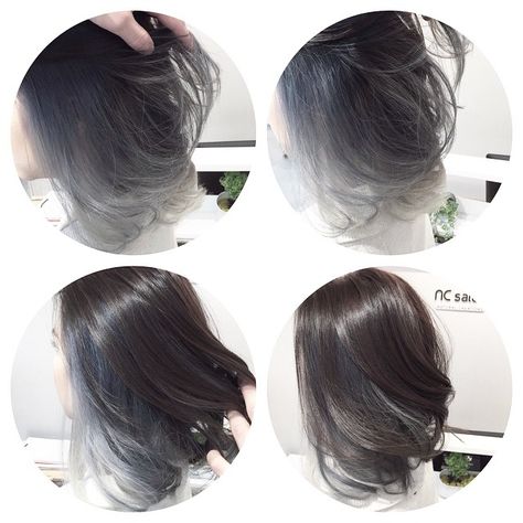 We all know how hard it is to #ombre asian hair, especially for silver tone grey.  With our Colour Specialist, @raymond_z's expertise, he proves it is absolutely achievable; and a gorgeous job he did on this sweeping grey/silver tone creation. Asian Silver Hair, Black Hair With Grey Highlights, Grey Balayage, Underlights Hair, Hair Color Asian, Black Hair With Highlights, Super Hair, Hair Blog, Grey Hair Color