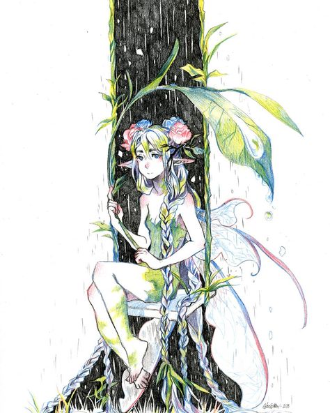 Rain Fairy, Rpg Characters, Fairy Pictures, April Showers, Fairy Art, Character Concept, Humanoid Sketch, Anime, On Instagram