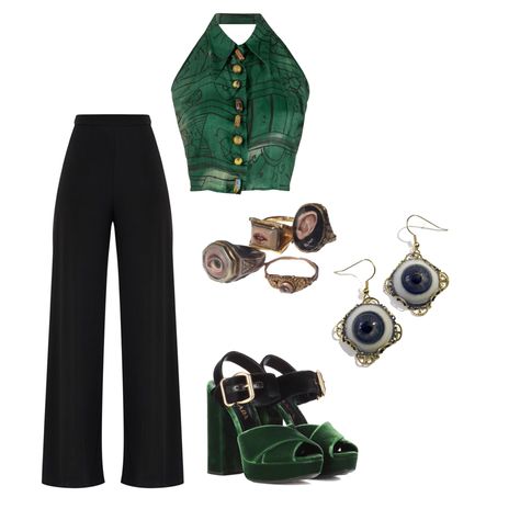 Green And Black Outfits, Harry Potter Inspired Outfits, Clothes Polyvore, Black Outfits For Women, Dress Polyvore, Matching Fits, Group Matching, Black Outfits, Dr Closet