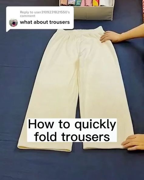 How To Fold Pants, Konmari Folding, Folding Hacks, How To Fold, Folding Clothes, Smart Storage, Storage Hacks, Useful Life Hacks, Packing Tips