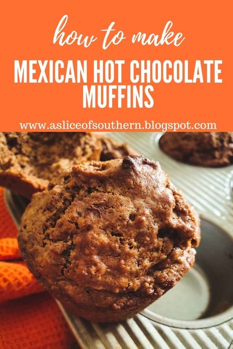 Mexican Hot Chocolate Bread, Mexican Scones, Mexican Muffins, Muffin Cups Recipes, Chocolate Scones, Chocolate Muffin Recipe, Spiced Chocolate, Mexican Chocolate, Mexican Spices