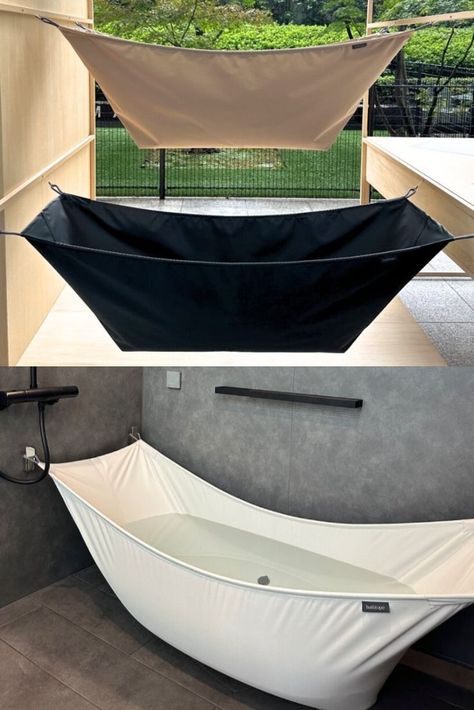 Bathtope is Portable Fabric Bathtub You can Set up Anywhere Diy Portable Bathtub, Collapsible Bathtub For Adults, Camper Bathtub, Diy Portable Toilet, Bath House Outdoor, Outdoor Bathtub Ideas, Outdoor Bath Tub, Outdoor Toilet Ideas, Bath Tub Aesthetic