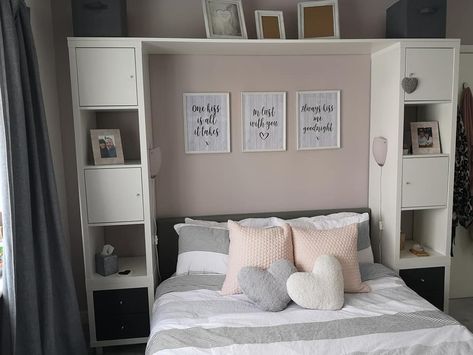 Bloke uses IKEA units to make incredible built-in bed and dressing table for his wife Ikea Storage Units, Ikea Dressing Table, Bed Dressing, Diy Fans, Ikea Kallax Unit, Ikea Units, Ikea Drawers, Bedside Table Set, Bedroom Hacks