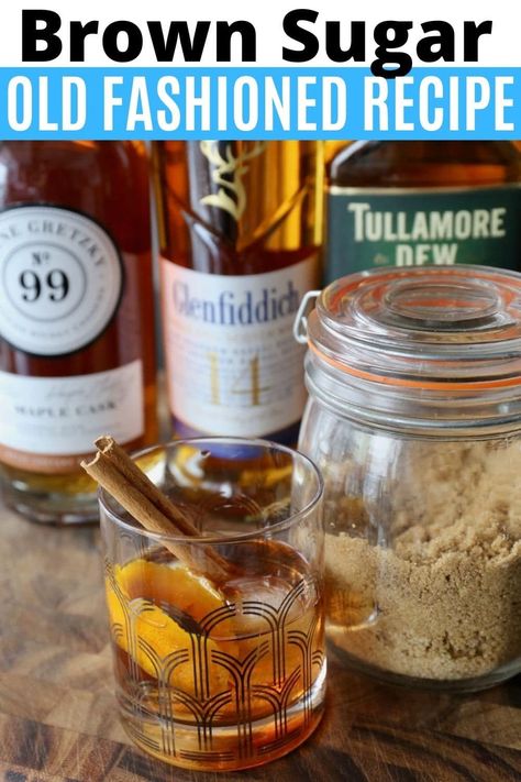 Old Fashioned Simple Syrup Recipe, Brown Sugar Simple Syrup Recipe, Old Fashion Drink Recipe, Brown Sugar Simple Syrup, Homemade Brown Sugar, Brandy Old Fashioned, Whiskey Old Fashioned, Simple Syrup Cocktails, Sweet Bourbon