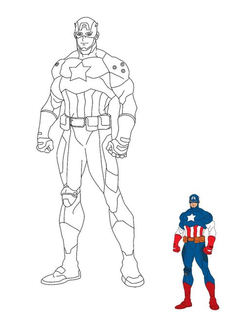 Captain America coloring sheet with a sample Coloring Superhero, America Coloring Pages, Captain America Coloring, Super Hero Coloring Sheets, Kids Colouring Printables, Disney Coloring Sheets, Avengers Coloring Pages, Best Coloring Pages, Avengers Coloring