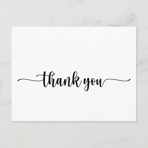 Minimalist Calligraphy Thank You Postcard Size: ' ' Postcard. Color: black. Gender: unisex. Age Group: adult. Material: Matte. Thank You Font Design, Thank You Brush Lettering, Thank You In Calligraphy, Thank You Cards Calligraphy, Thank You Font Calligraphy, Thank You Writing Fonts, Thank You Script, Thank You Lettering, Simple Thank You Card