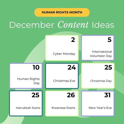 Here are some important dates to keep in mind when planning your December content. As always, check Loomly for fresh post ideas every single day! 💚 Social Media Content Ideas, Social Media Calendar, Kwanzaa, Singles Day, Every Single Day, Important Dates, Content Ideas, Post Ideas, Social Media Management