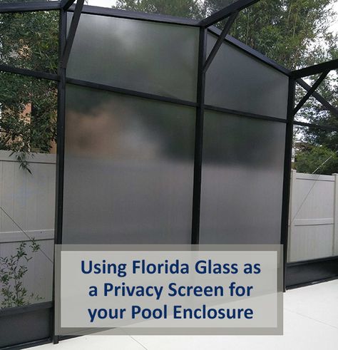 Using Florida Glass as a Privacy Screen for your Pool Enclosure Screen Pool Enclosure Ideas, Pool Screen Privacy Ideas, Pool Enclosure Decorating Ideas, Landscaping Around Pool Screen Enclosure, Pool Screen Enclosure Privacy Ideas, Inground Pool Privacy Ideas, Lanai Privacy Ideas, Pool Cage Privacy Ideas, Lanai Ideas Florida