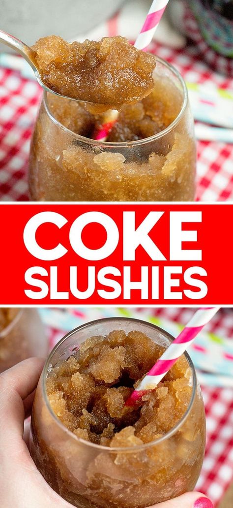 Coke Slushie Recipe, Coke Slushie, Frozen Coke, Coke Recipes, Slush Recipes, Frozen Drink Recipes, Icee Recipe, Slushie Recipe, Drink Recipes Nonalcoholic