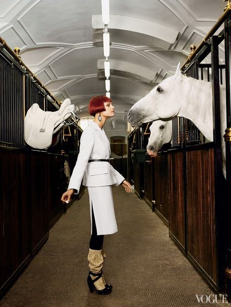 Horses in Vogue Equestrian Photoshoot, The Last Waltz, Vogue Photo, Horse Fashion, Mario Sorrenti, Vogue Archive, Mario Testino, Natalia Vodianova, Vogue Us