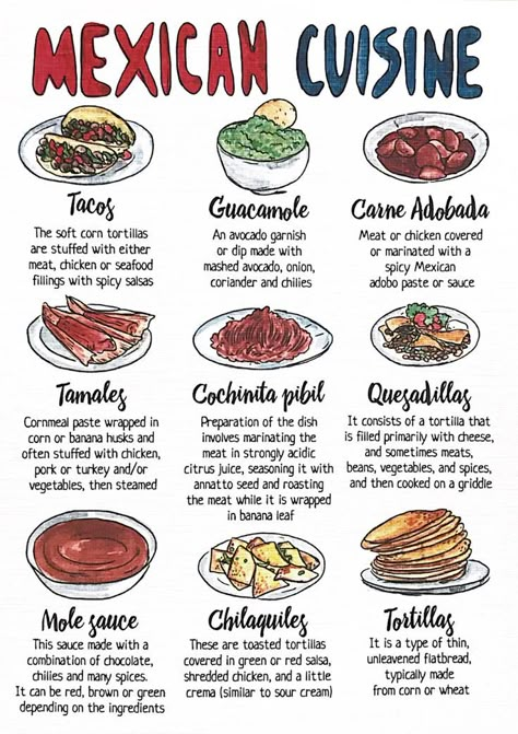 1200×1700 Mexico Pictures, American Foods, Culinary Cooking, Food Vocabulary, Culinary Techniques, Food Infographic, Foreign Food, Food Options, Food Info