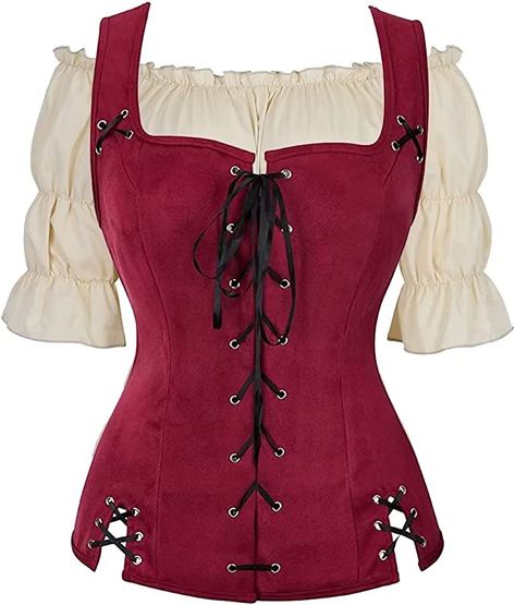 Pirate Costume Adult Women Renaissance Costumes Steampunk Pirate Vest Viking Bodice Lace up Waistcoat Cosplay https://amzn.to/3G2r8JF Pirate Vest, Medieval Costume Women, Women Pirate, Plus Size Steampunk, Marie Antoinette Costume, Women Steampunk, Costume Viking, Tudor Dress, Vest Outfits For Women