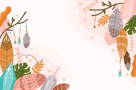 Boho background | Free Vector #Freepik #freevector #background #hand-drawn #boho #flat-design Dreamcatcher Background, Bohemian Background, Boho Pattern Design, Coachella Theme Party, Coachella Theme, Boho Flat, Wedding Background Wallpaper, Feather Background, Boho Background