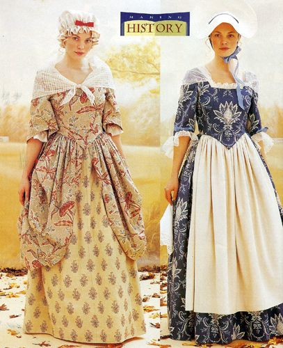 Colonial Dress Pattern, Colonial Dress, 18th Century Dress, 18th Century Costume, 18th Century Clothing, Bonnet Cap, Century Dress, Costume Sewing Patterns, 18th Century Fashion