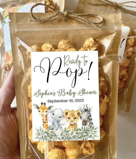 Safari Baby Shower Favors Wild One Jungle Theme Party Ready to Pop Baby Animals Shower Decor Popcorn Treat Bags About to Pop Custom Bags - Etsy Safari Baby Shower Party Favors, Safari Themed Food, Popcorn Treat Bags, Baby Shower Goodie Bags, Safari Baby Shower Favors, Jungle Theme Party, Wild Baby Shower, Safari Baby Shower Boy, About To Pop