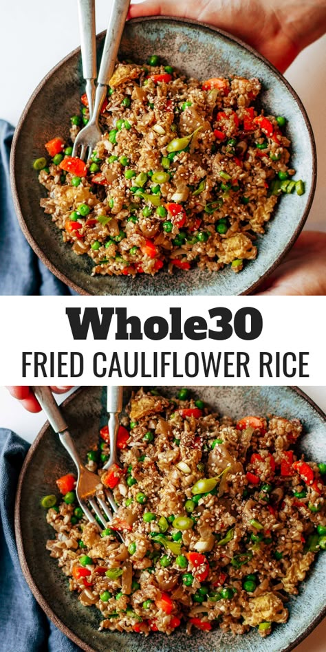 Recipes Cauliflower Rice, Homemade Asian Sauce, Fried Cauliflower Rice, Cauliflower Rice Easy, Recipes Cauliflower, Riced Veggies, Chinese Vegetables, Cauliflower Rice Recipes, Whole 30 Diet