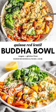 Lentil Quinoa Bowl, Lentil Quinoa, Vegan Lentil, Rice Recipes For Dinner, Aloo Gobi, Plant Based Dinner, Red Lentils, Resep Diet, Quinoa Bowl