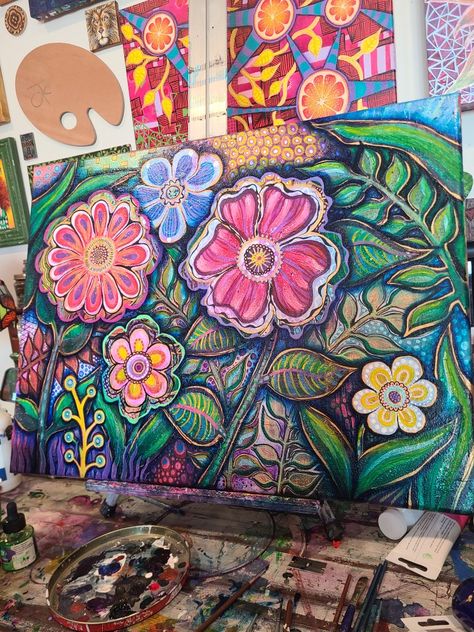 Paint, art, flowers, oil paint, acrylic, multimedia art. Acrylic Marker Art Ideas, Acrylic Marker Art, Multimedia Painting, Murals Bedroom, Oil Paint Art, Drawings Photos, Acrylic Ideas, Art Projects For Adults, Healing Garden