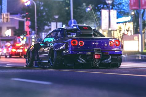 blue sports bike #night #lights #street #Nissan #GT-R #Skyline virtual tuning Khyzyl Saleem #1080P #wallpaper #hdwallpaper #desktop Jdm Pc Wallpaper, Jdm Cars Wallpapers Pc, Nisan Gtr, Khyzyl Saleem, Wallpaper Pc 4k, Supercars Wallpaper, Nissan Gtr Wallpapers, Rs6 Audi, Nissan Gtr R34