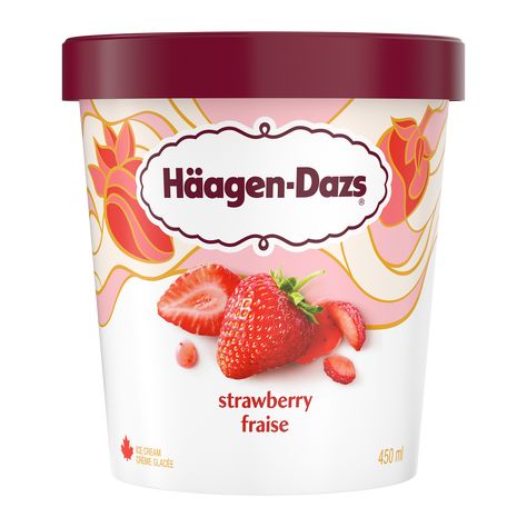 Haagen-Dazs Strawberry 450ml Haagen Dazs Ice Cream, Ice Cream Pint, Haagen Dazs, Vanilla Ice Cream Recipe, Ice Cream Tubs, Freeze Ice, Frozen Treat, Strawberry Ice Cream, Ice Cream Sundae