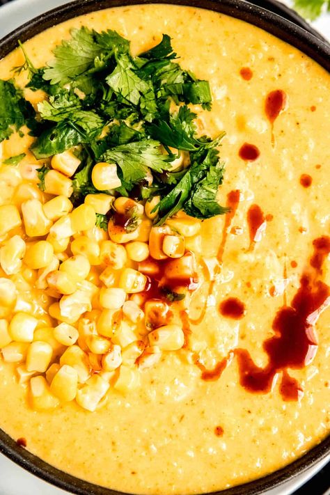 Whip up this easy and budget-friendly Copycat Panera Mexican Street Corn Chowder! Packed with sweet corn, creamy cheese, and a mix of peppers in a potato-thickened broth. Quick, cost-effective, and delicious, it’s the perfect summer soup. Serve with roasted chile cheddar cornbread for a heavenly match. Dive into the full recipe for a flavorful, waste-free meal that costs less than $1 per bowl! Panera Mexican Street Corn Chowder, Panera Corn Chowder Recipe, Mexican Street Corn Chowder, Street Corn Chowder, Easy Corn Chowder, Cheddar Cornbread, Copycat Panera, Food Justice, How To Thicken Soup