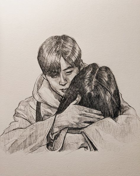 Suho Jugyeong, Beauty Drawings, Korean Painting, Couple Sketch, Scene Drawing, Bff Drawings, Music Drawings, Beauty Art Drawings, Kpop Drawings