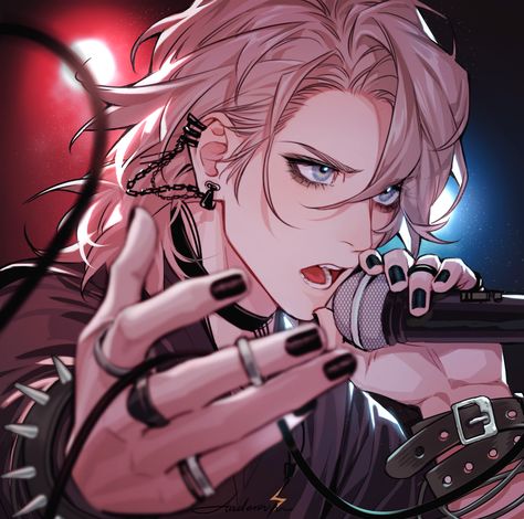 Anime Singer Pose Reference, Male Singer Character Design, Singer Fanart, Mask Drawing, Boy Character, Bioshock, Character Design Male, Cute Profile Pictures, Gorgeous Art