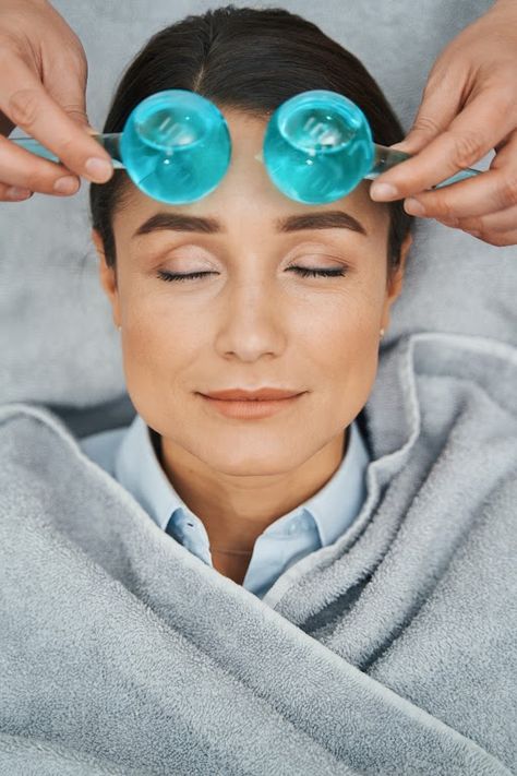 Facial Cooling Globes Cooling Globes Facial, How To Use Ice Globes For Face, Ice Globes Facial Benefits, Face Globes, Ice Globes Facial, Facial Globes, Facial Benefits, Facial Massage Techniques, Ice Globes