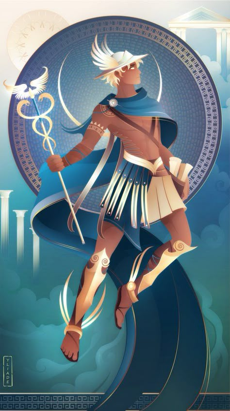 ☼ Yliade ☾ on Twitter: "~Poseidon, god of the sea, storms, earthquakes and horses. ~ Hermes, Greek god of trade, thieves, athletes, travel, language and messenger to the gods. :) #Hermes #poseidon #drawing #artwork #artist #mythology #Greek #History #esoterism #tarot #art #pantheon #illustration… https://t.co/p2JLOm6c1K" Hermes Mythology, Greek Goddess Art, Greek Pantheon, Greek Mythology Gods, Roman Gods, Greek Gods And Goddesses, Greek And Roman Mythology, Greek Mythology Art, Roman Mythology