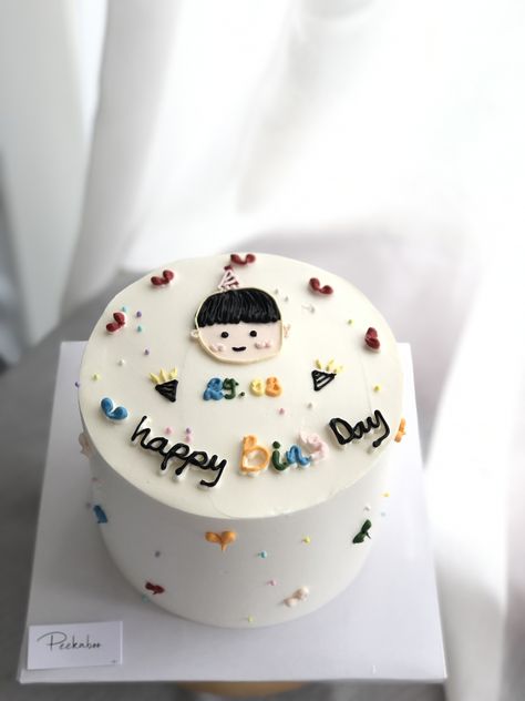 Korean Cake Birthday Boys, Birthday Cake For 8 Year Boy, Korean Cake Design, Korean Birthday Cake, Korean Bento Cake, Cake For Children, Cake Korean, Birthday Cale, Cake Bento