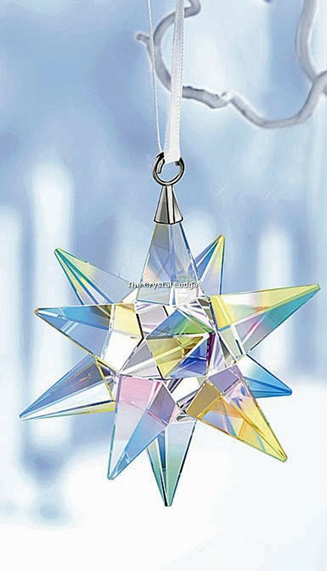 Swarovski Crystal Star Ornament, Aurora Borealis Swarovski Christmas Ornaments, Swarovski Snowflake, Swarovski Christmas, Rainbow House, Jojo Bows, Star Crystal, Snow Crystal, Easy Drawings For Kids, Handmade Paper Crafts