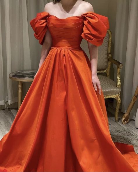 Burnt Orange Satin Ball Gown Prom Dress, Ball Gowns Orange, Elegant Floor-length Orange Gown For Party, Burnt Orange Prom Dress, Orange Ball Gown, Orange Ball Gown Aesthetic, Off The Shoulder Formal Dress, Luxury Orange Floor-length Dress, Orange Formal Dresses