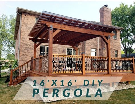 This is a downloadable PDF sent automatically by Etsy after purchase. The PDF is printer friendly on standard size paper. Pergola Dimensions: Overall- 16x16, Base- 13x13. The pergola size can be easily modified. Includes 13 pages of comprehensive SketchUP drawings, detailed 3D diagrams, step by Timber Frame Pergola Plans, Timber Frame Pergola, Garden Box Plans, Patio Plan, Pavilion Plans, Easy Patio, Pergola Diy, Patio Plans, Gazebo Plans